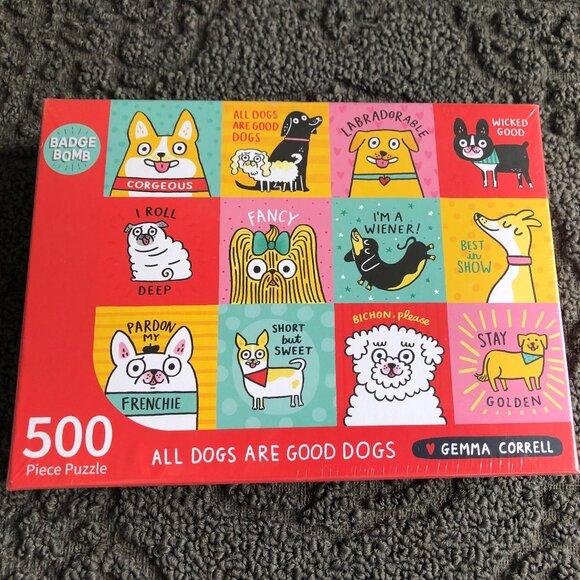NEW Badge Bomb Gemma Correll "All Dogs Are Good Dogs" 500 pc Jigsaw Puzzle - Picture 2 of 7